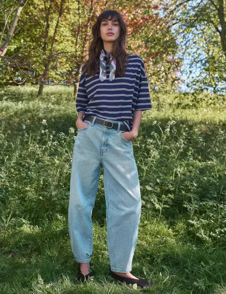 White Stuff Mid Rise Barrel Ankle Grazer Jeans Denim