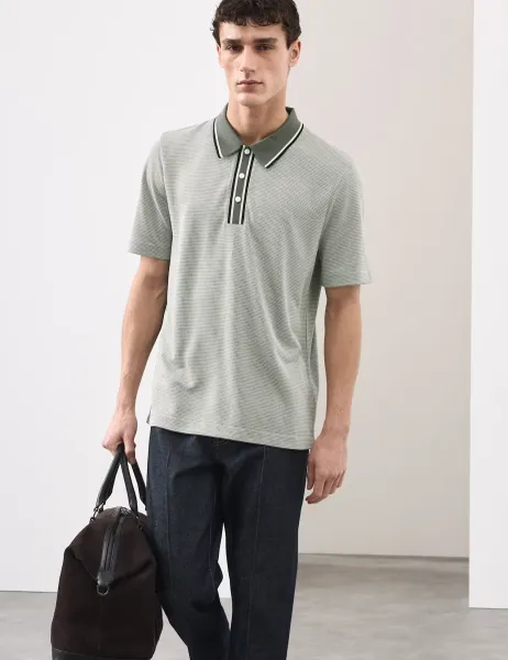 Autograph Modal Rich Tipped Soft Polo Shirt Dark Olive