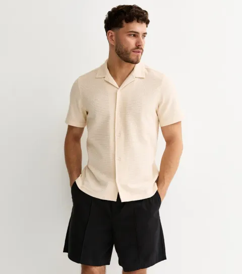 Men's Cream Boucle Textured Regular Polo Shirt