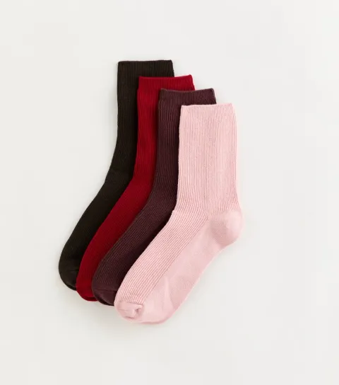 Pack of 4 Multicolour Ribbed Socks
