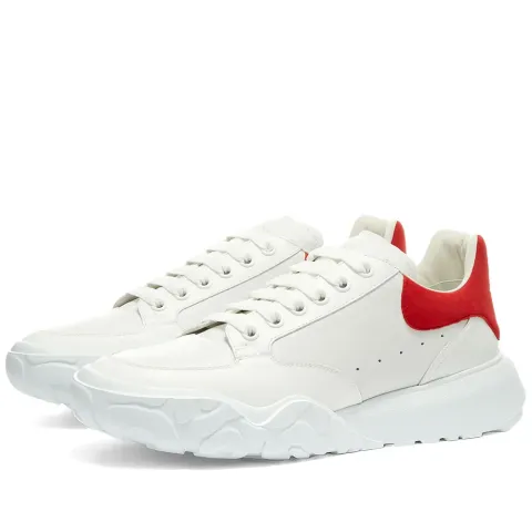 Suede Heel Tab Court Wedge Sole Sneaker