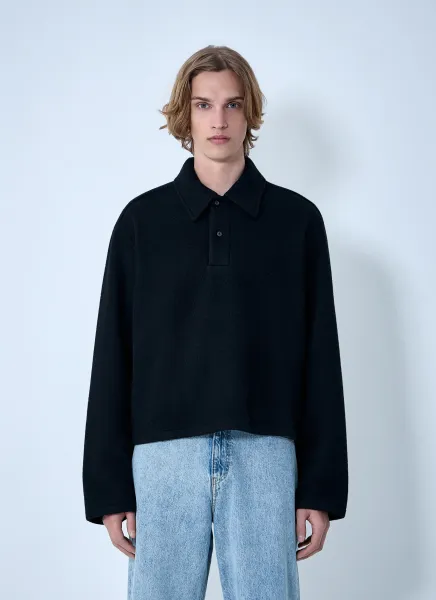 Wool Blend Polo Sweater