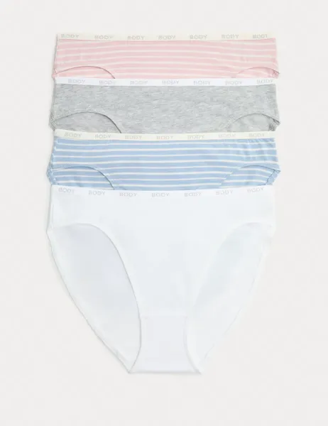 Marks & Spencer 4pk Cotton Rich Bikini Knickers Light Blue Mix