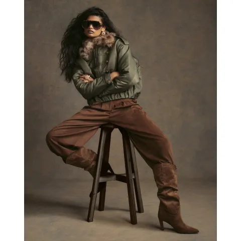 River Island Nylon Military Puffer Jacket