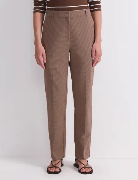 Sportscraft Cotton Rich Checked Tapered Trousers Brown