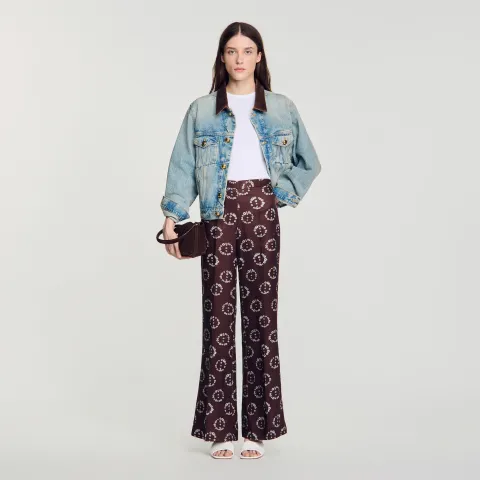 Floral-print floaty trousers