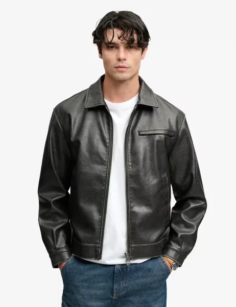 Superdry & Co Faux Leather Distressed Jacket