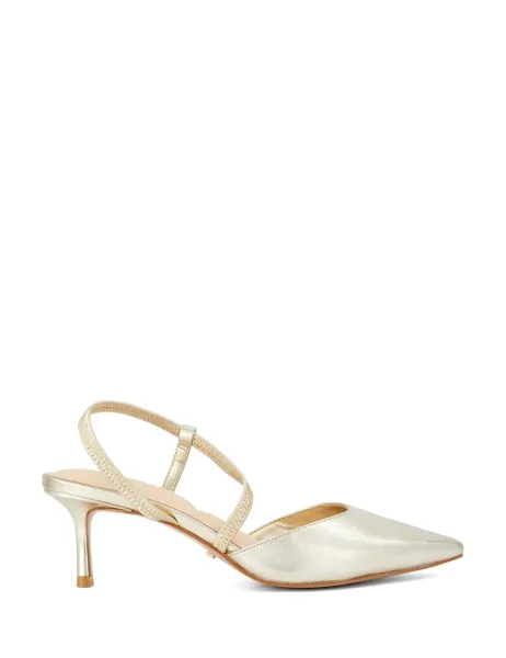 Dune London Pointed Toe Embellished Court Shoes Gold