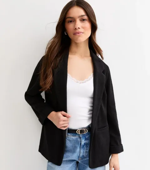 New Look Women's Petite Black Stretch Jersey Blazer