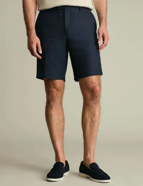 Charles Tyrwhitt Pure Linen Smart Shorts Navy
