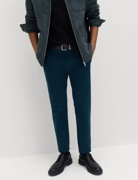 Marks & Spencer Slim Fit Cotton Rich Stretch Chinos Dark Petrol