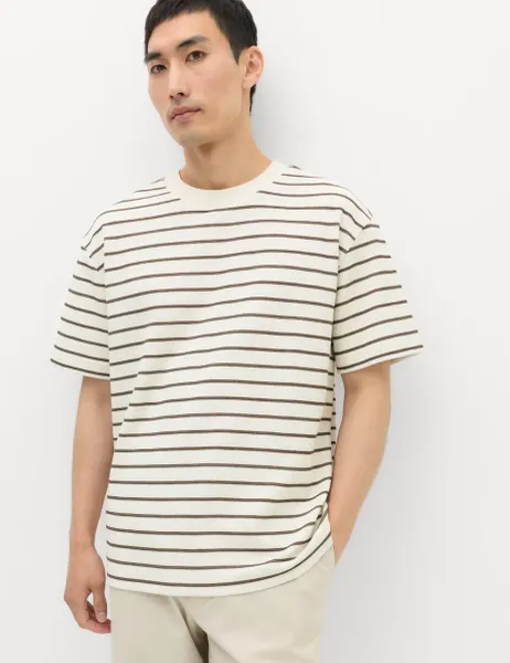 Marks & Spencer Cotton Rich Textured Breton T-Shirt Rich Quartz