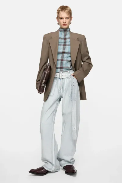 Denim trousers with belt