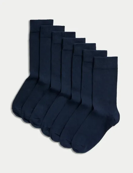 Marks & Spencer 7 Pack Cool & Fresh Cotton Rich Socks Navy