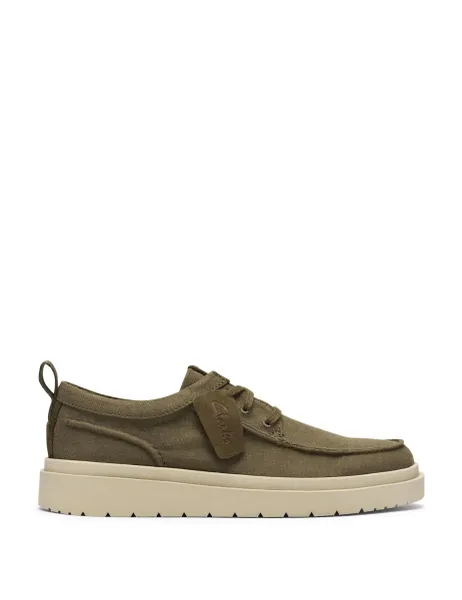 Clarks Canvas Lace Up Shoes Olive