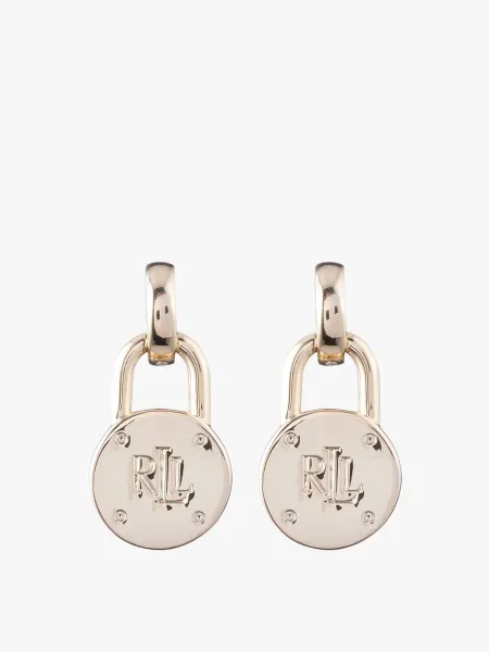Lauren Ralph Lauren Logo Gold Tone Pendant Earrings
