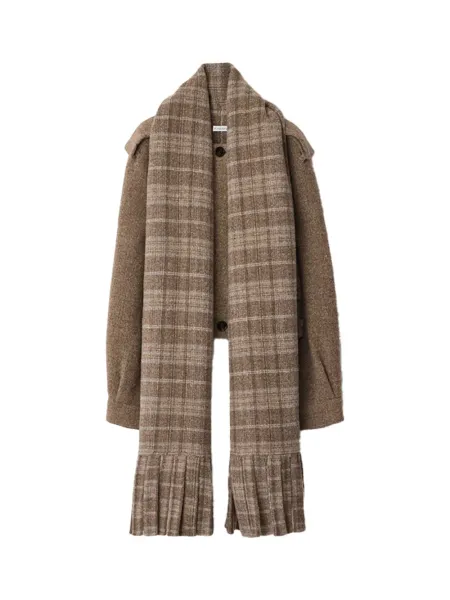 Women Detachable Scarf Wool Blend Jacket Biscuit