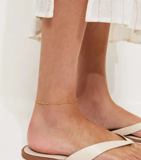 18ct Gold Plated Petite Ball Chain Anklet