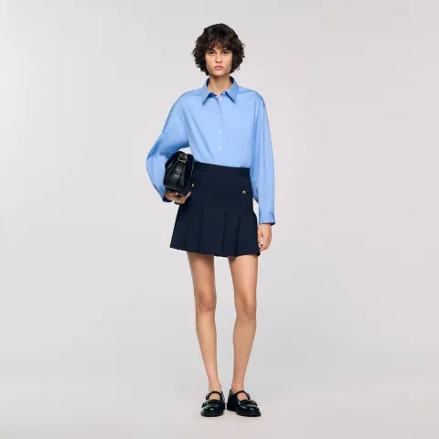 Short striped pleated skirt