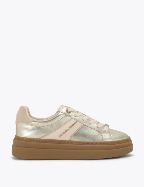 Kurt Geiger Metallic Side Stripe Platform Trainers Silver