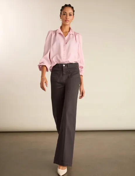 BAUKJEN High Waisted Wide Leg Jeans Dark Brown