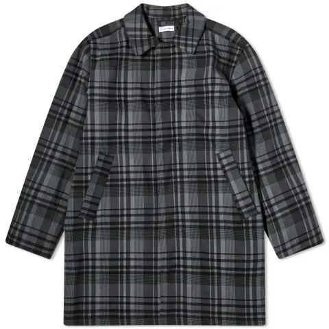 Checked Padded Adjustable Trench Coat