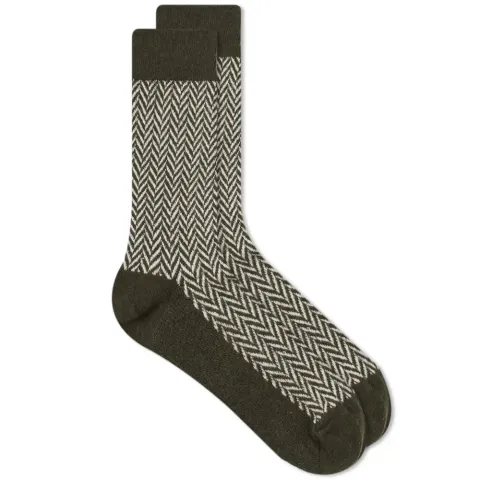 Wool Herringbone Crew Sock