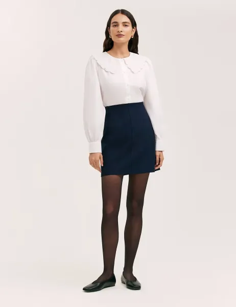 Finery London Jersey Mini A-Line Skirt Navy