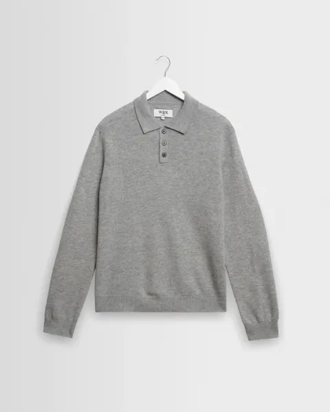 Lawrie - Grey Long-Sleeve Knitted Polo