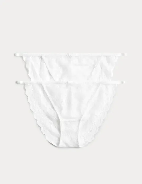 Marks & Spencer 2 Pack Ida Lace Tanga Bikini Knickers White