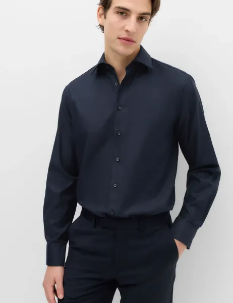 M&S SARTORIAL Regular Fit Luxury Cotton Twill Shirt Navy