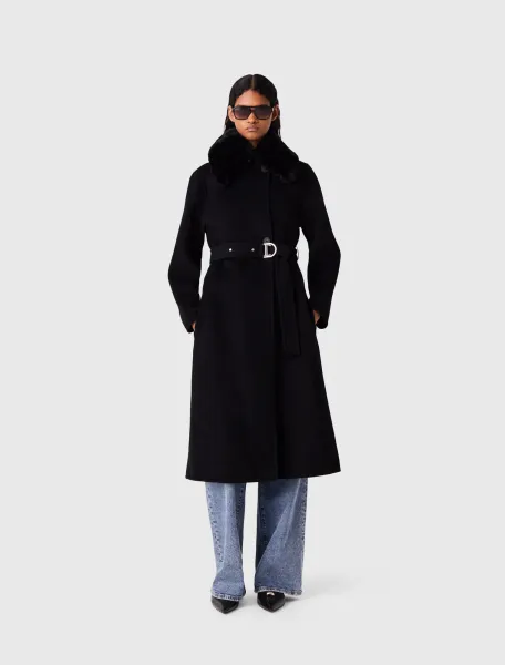 Maje Double-faced coat with removable collar