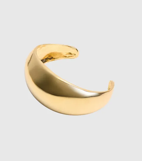 Gold Tone Wide Single Cuff Bracelet