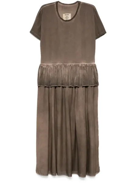 Dudi Ruffle-Setailed Midi Dress Brown