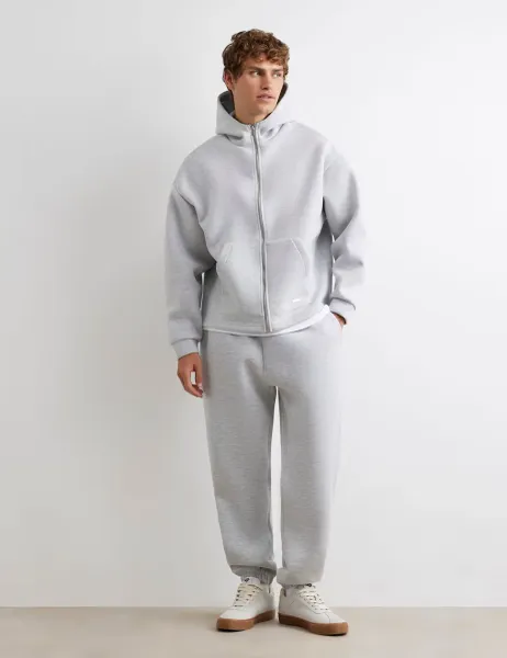 Cuffed Elasticated Waist Pure Cotton Joggers Grey Marl
