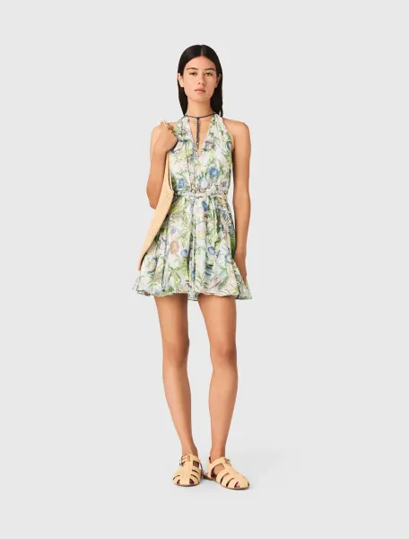 Short Patterned Backless Dress