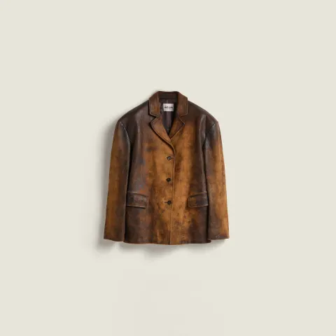 Waxed suede leather jacket