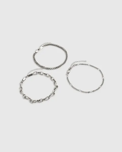 River Island Chain Pack Of 3 Bracelets