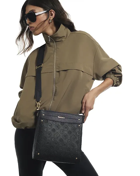 River Island Monogram Embossed Messenger Bag