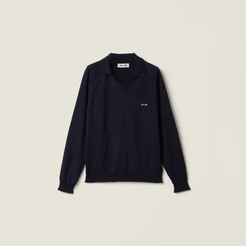 Wool polo sweater