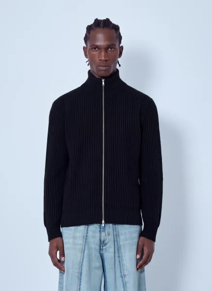 MM6 Maison Margiela Ribbed Zip-Up Cardigan