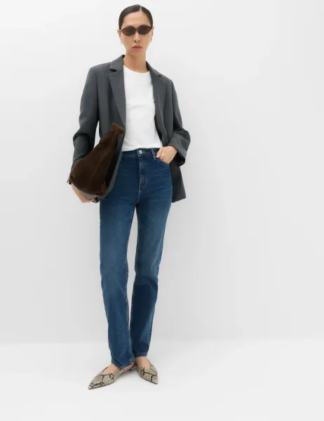 Marks & Spencer Sienna Mid Rise Straight Leg Jeans Medium Indigo