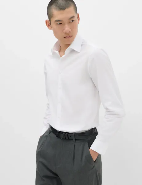 Marks & Spencer Extra Slim Fit Easy Iron Cotton Blend Shirt White