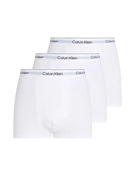 Calvin Klein 3 Pack Icon Cotton Stretch Dart Trunks White