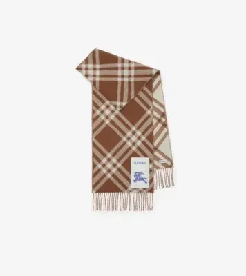 Check Cashmere Scarf in Finch brown