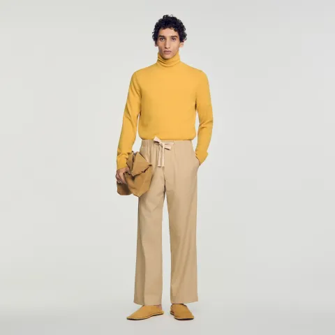 Wide-leg cotton trousers