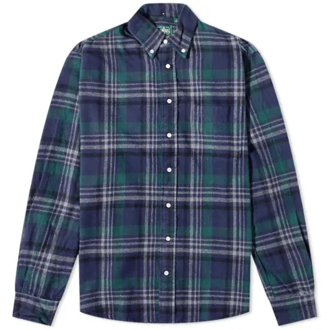 Button Down Shaggy Flannel Check Shirt