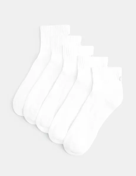 Goodmove 5pk Cotton Rich Cushioned Anklets White