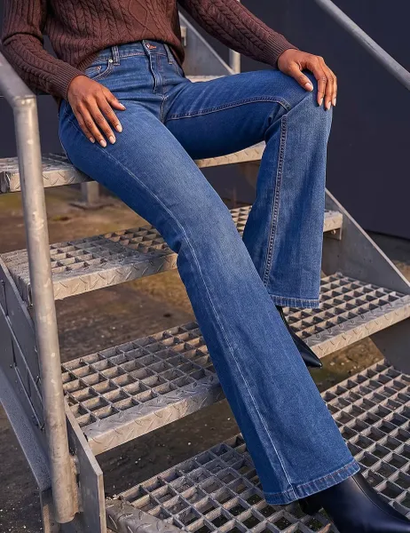 Roman Petite Mid Rise Bootcut Jeans Indigo