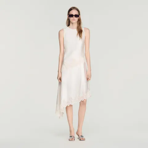 Asymmetric satin-effect dress